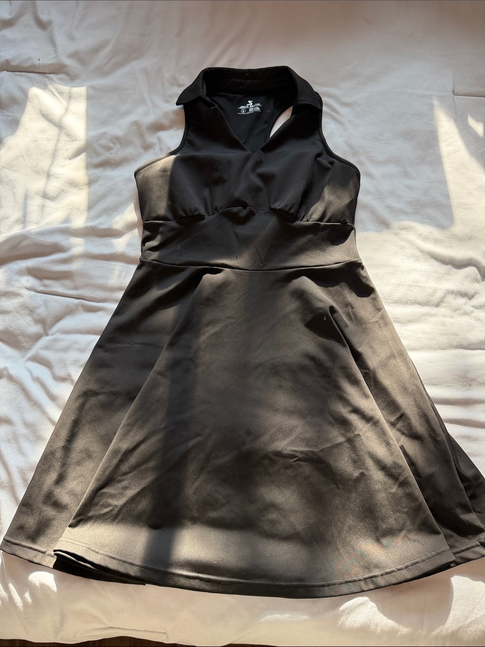 Black Collared Fit-and-Flare Mini Dress